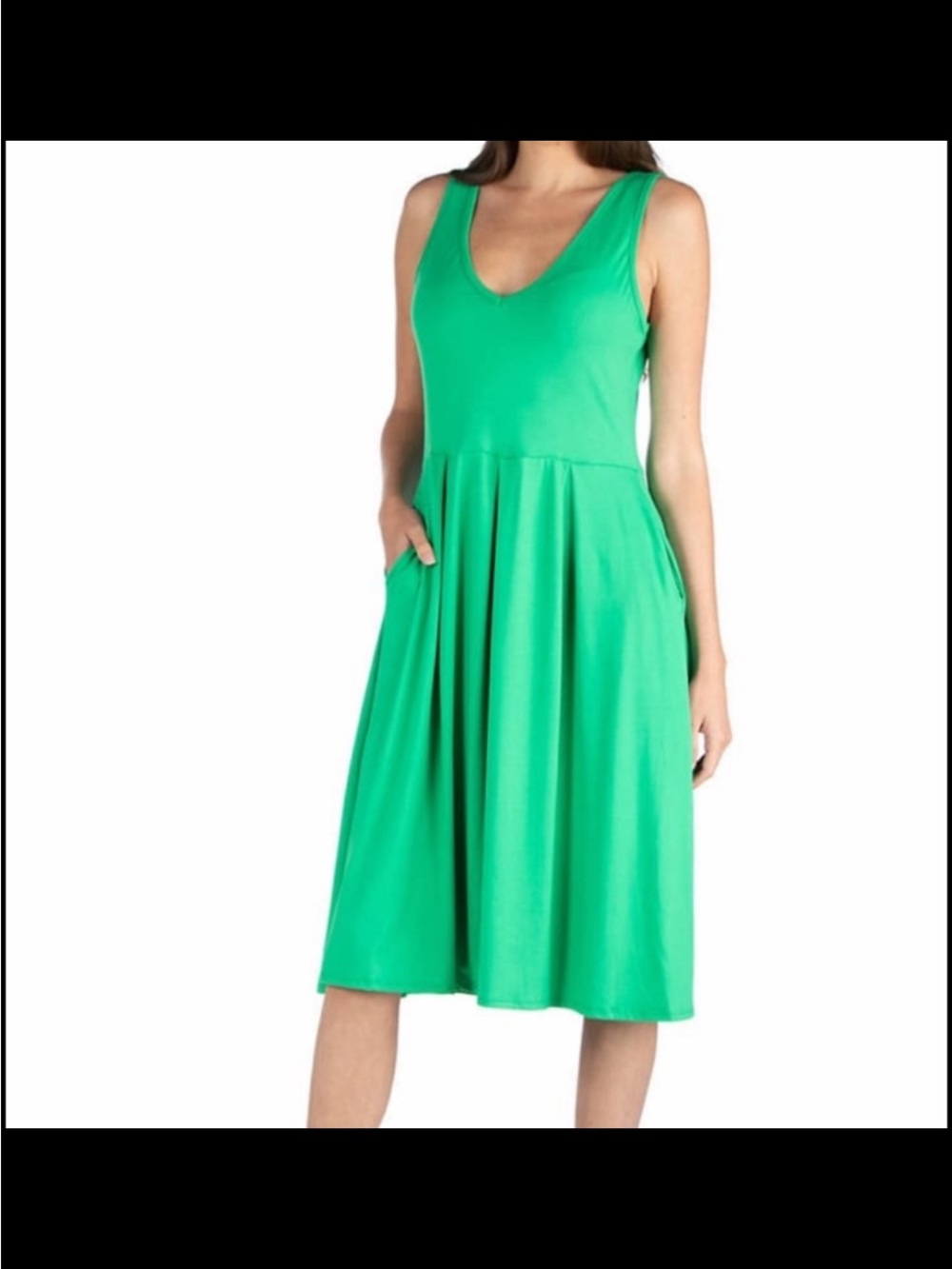 NWOT 24/7 Comfort Apparel Sleeveless V-Neck Bright Green Midi Dress